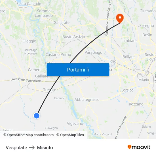 Vespolate to Misinto map