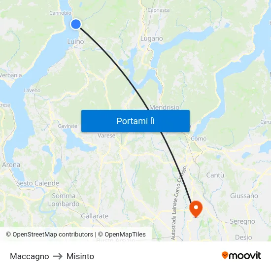 Maccagno to Misinto map