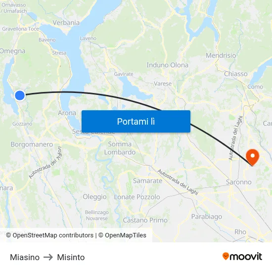 Miasino to Misinto map