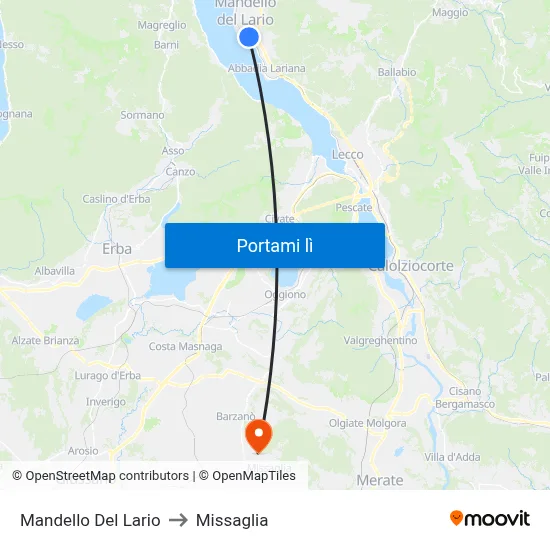 Mandello Del Lario to Missaglia map