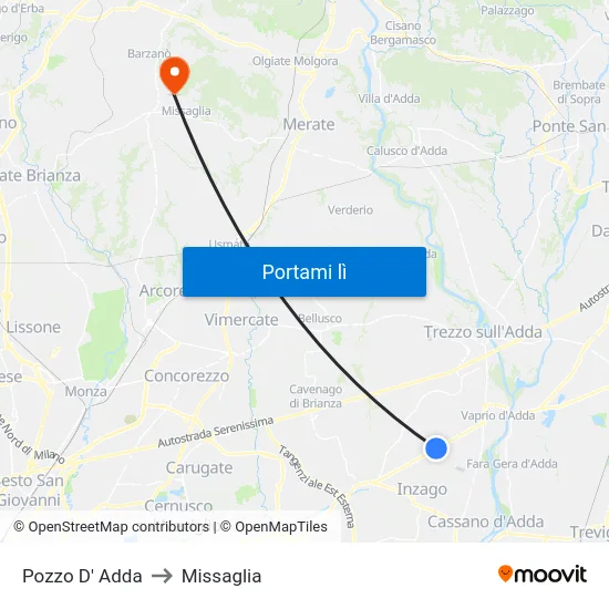 Pozzo D' Adda to Missaglia map