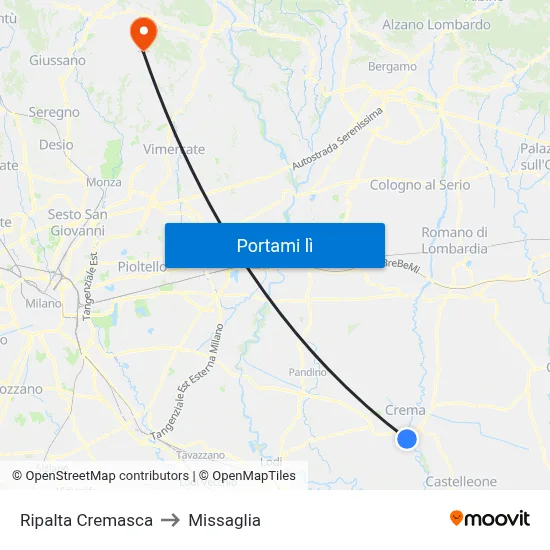 Ripalta Cremasca to Missaglia map