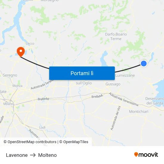 Lavenone to Molteno map