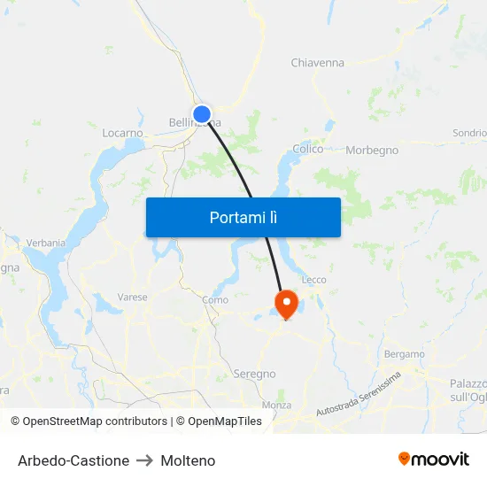 Arbedo-Castione to Molteno map
