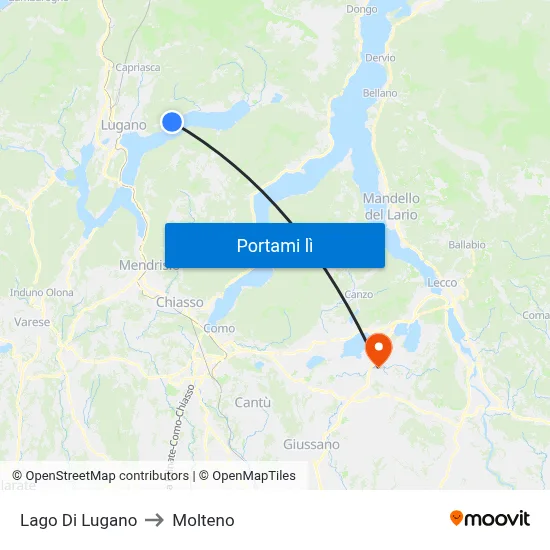 Lago Di Lugano to Molteno map