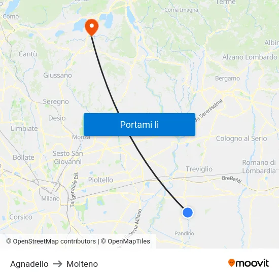 Agnadello to Molteno map