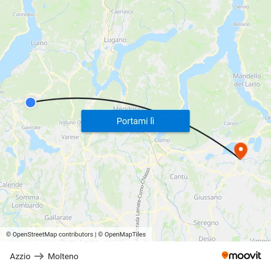 Azzio to Molteno map