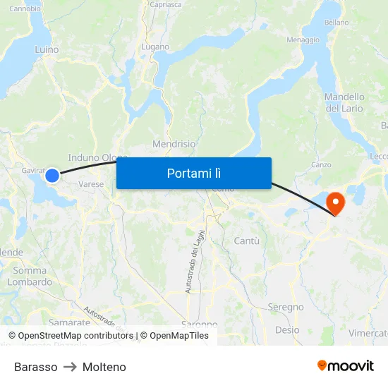 Barasso to Molteno map