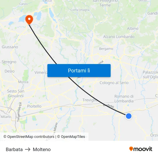 Barbata to Molteno map