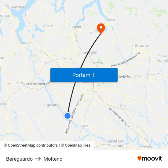 Bereguardo to Molteno map