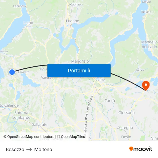 Besozzo to Molteno map