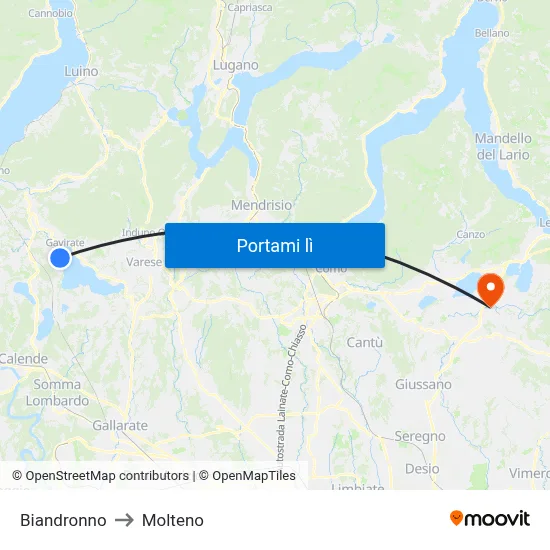 Biandronno to Molteno map