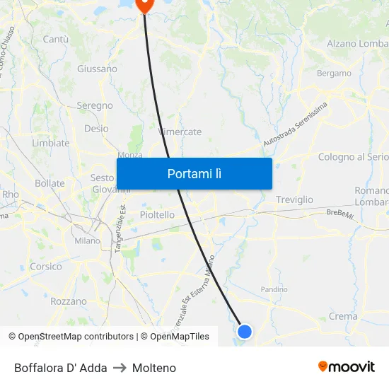 Boffalora D' Adda to Molteno map