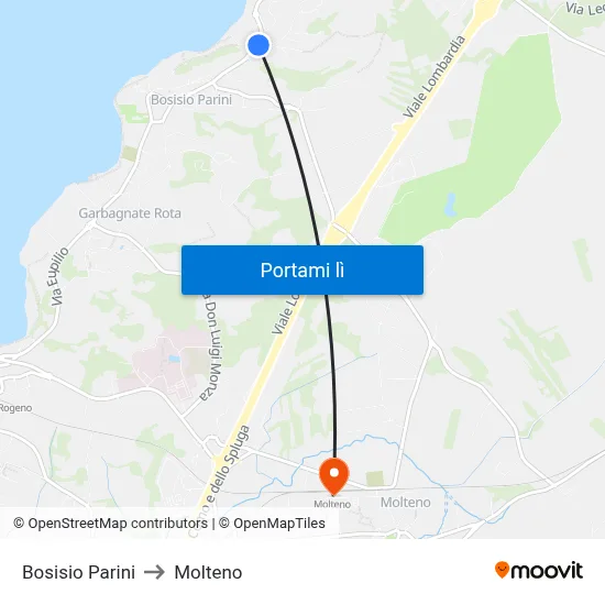 Bosisio Parini to Molteno map