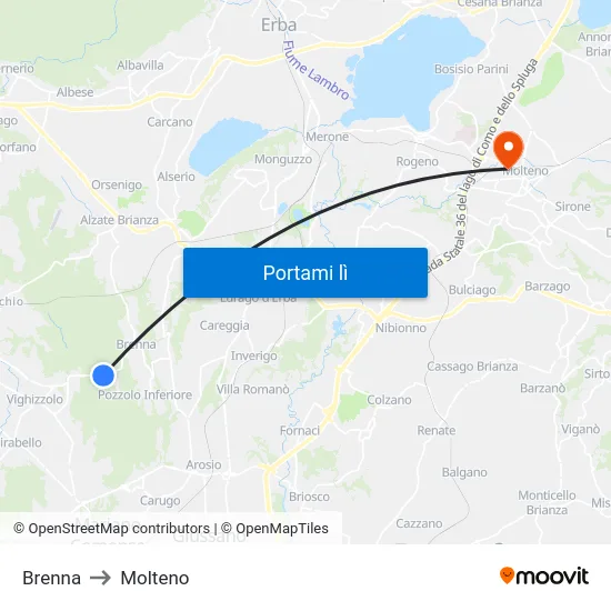 Brenna to Molteno map