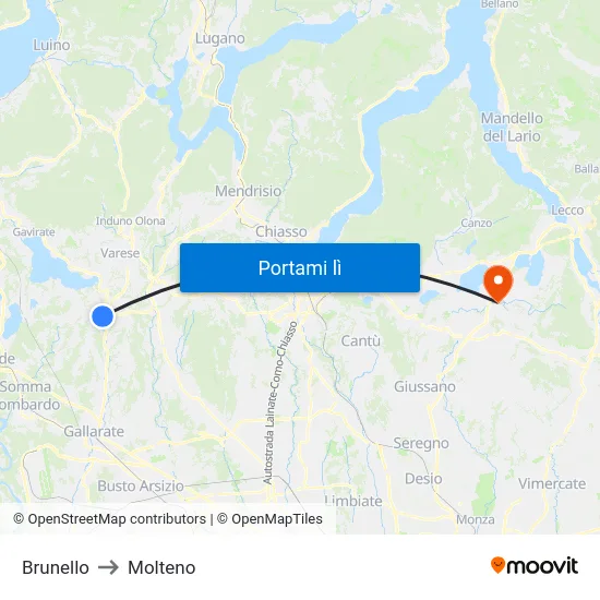 Brunello to Molteno map