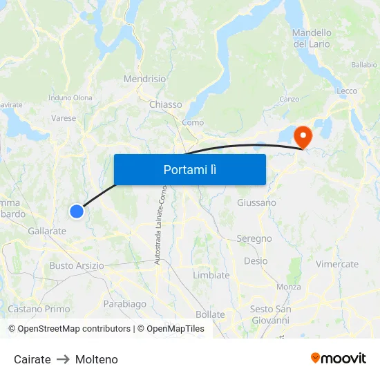 Cairate to Molteno map