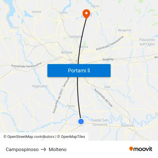 Campospinoso to Molteno map