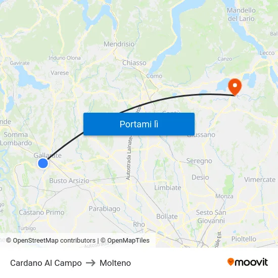 Cardano Al Campo to Molteno map