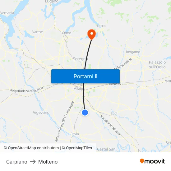Carpiano to Molteno map