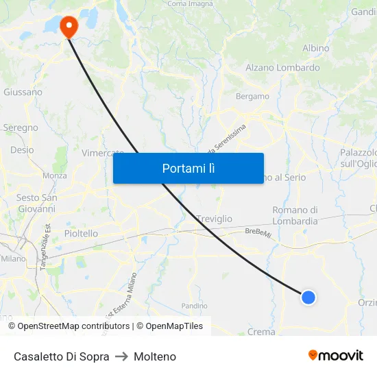 Casaletto Di Sopra to Molteno map