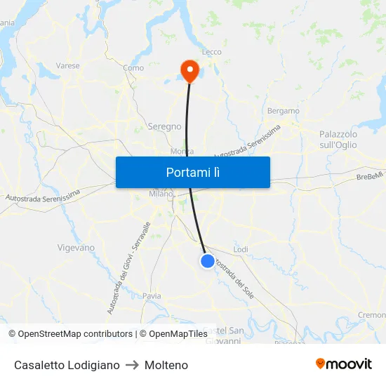 Casaletto Lodigiano to Molteno map