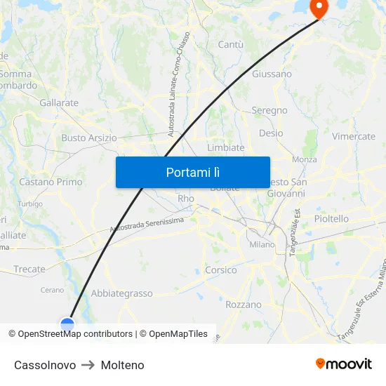 Cassolnovo to Molteno map