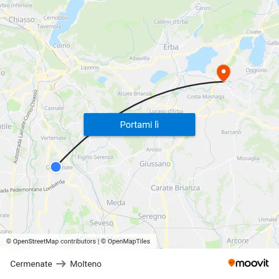 Cermenate to Molteno map