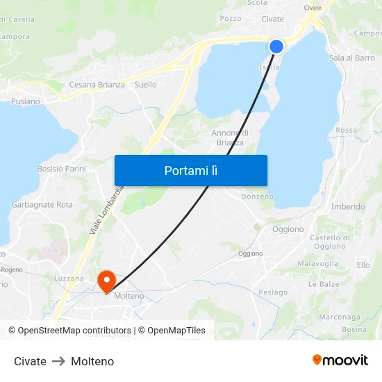 Civate to Molteno map