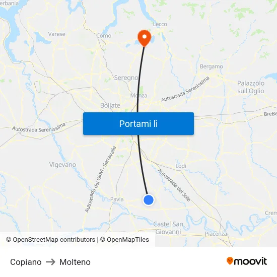 Copiano to Molteno map