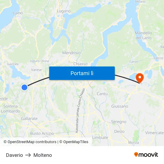 Daverio to Molteno map