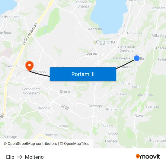 Ello to Molteno map
