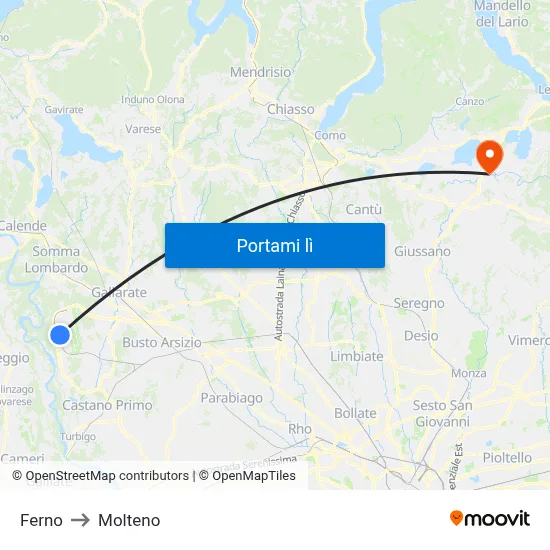 Ferno to Molteno map
