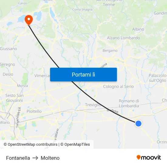 Fontanella to Molteno map