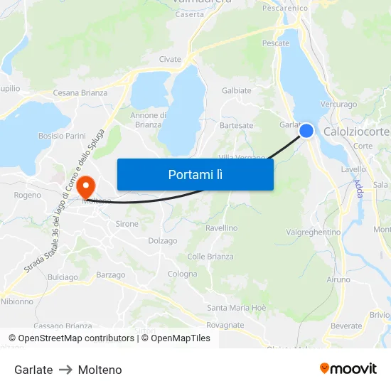 Garlate to Molteno map