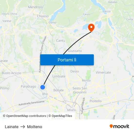 Lainate to Molteno map