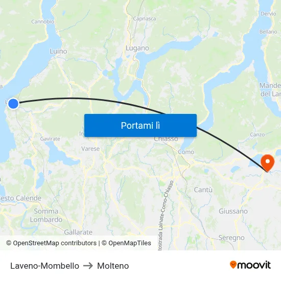 Laveno-Mombello to Molteno map