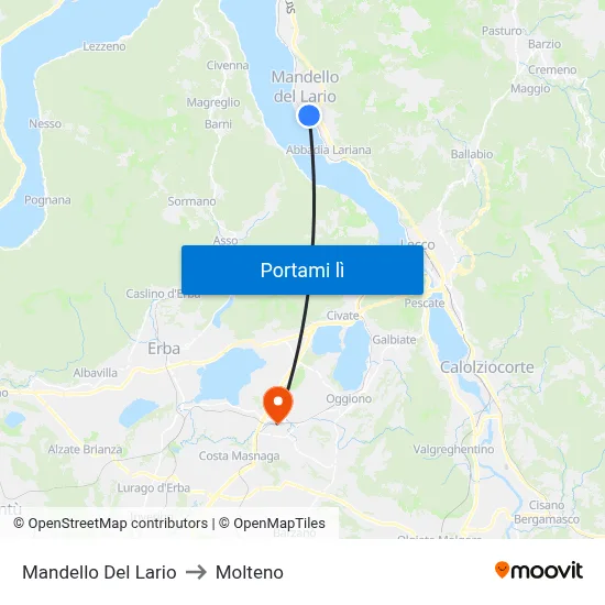 Mandello Del Lario to Molteno map