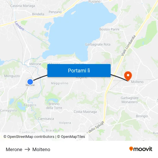 Merone to Molteno map