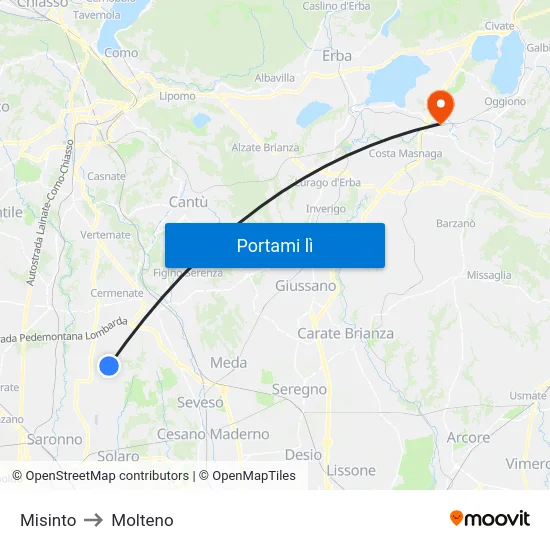 Misinto to Molteno map