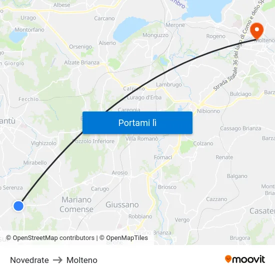 Novedrate to Molteno map