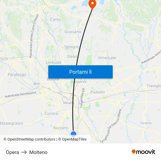 Opera to Molteno map