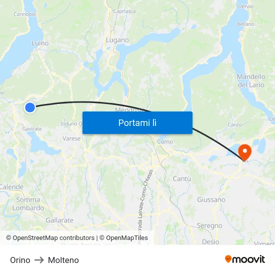 Orino to Molteno map