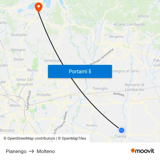 Pianengo to Molteno map