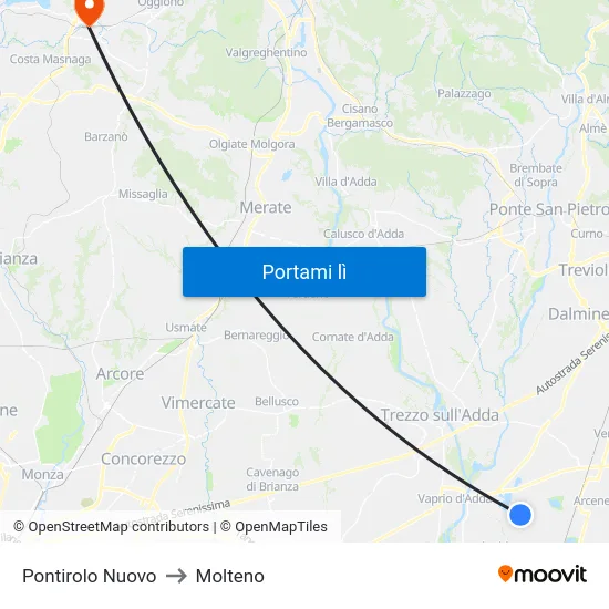 Pontirolo Nuovo to Molteno map