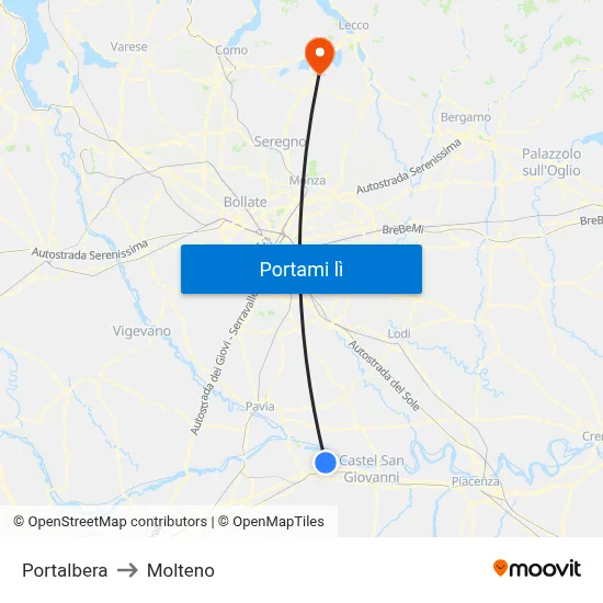 Portalbera to Molteno map