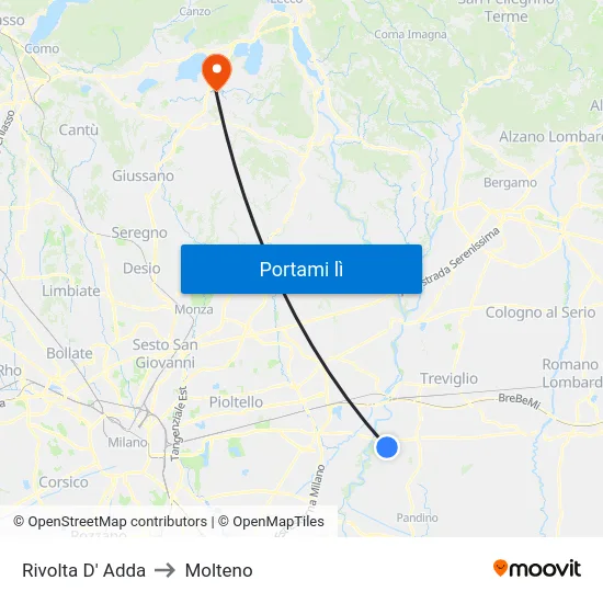 Rivolta D' Adda to Molteno map