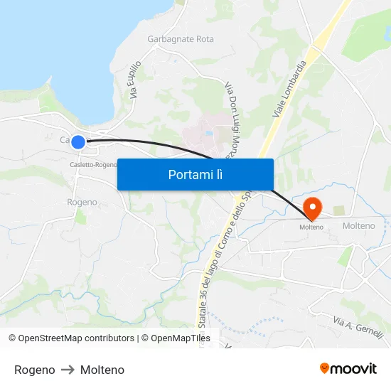Rogeno to Molteno map