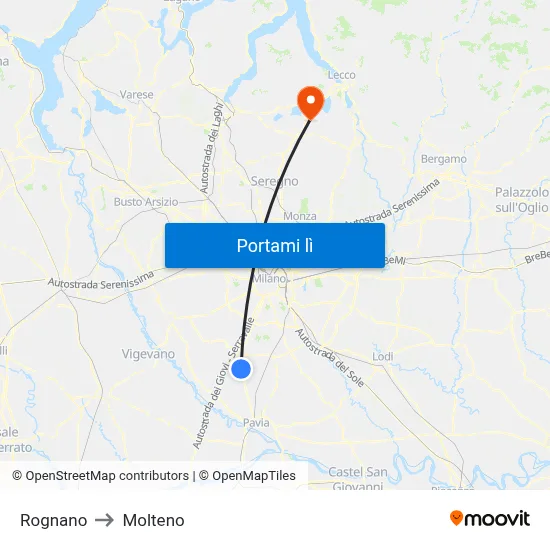 Rognano to Molteno map