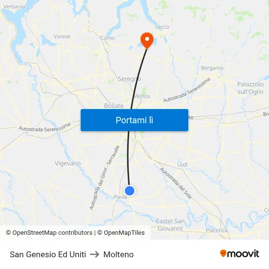 San Genesio Ed Uniti to Molteno map